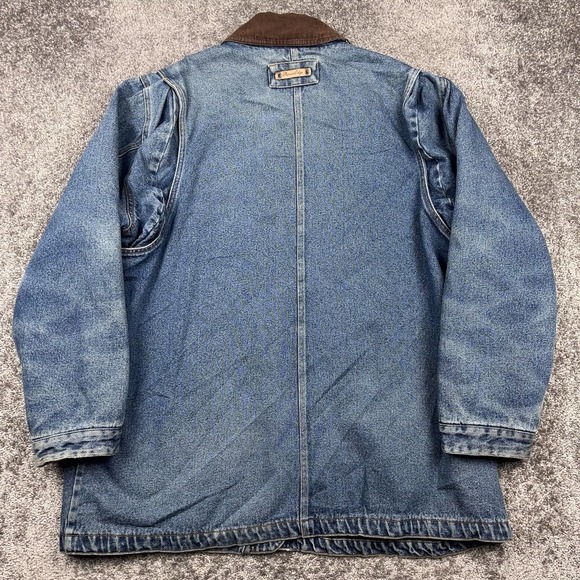 VTG River Edge Denim Chore Jacket Women's 1X Corduroy Collar Blanket Lined - Picture 7 of 12